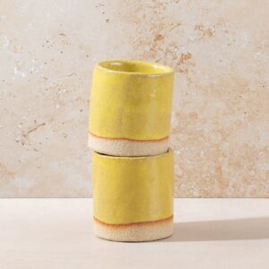 Warm Yellow Handleless Ceramic Drinking Mug