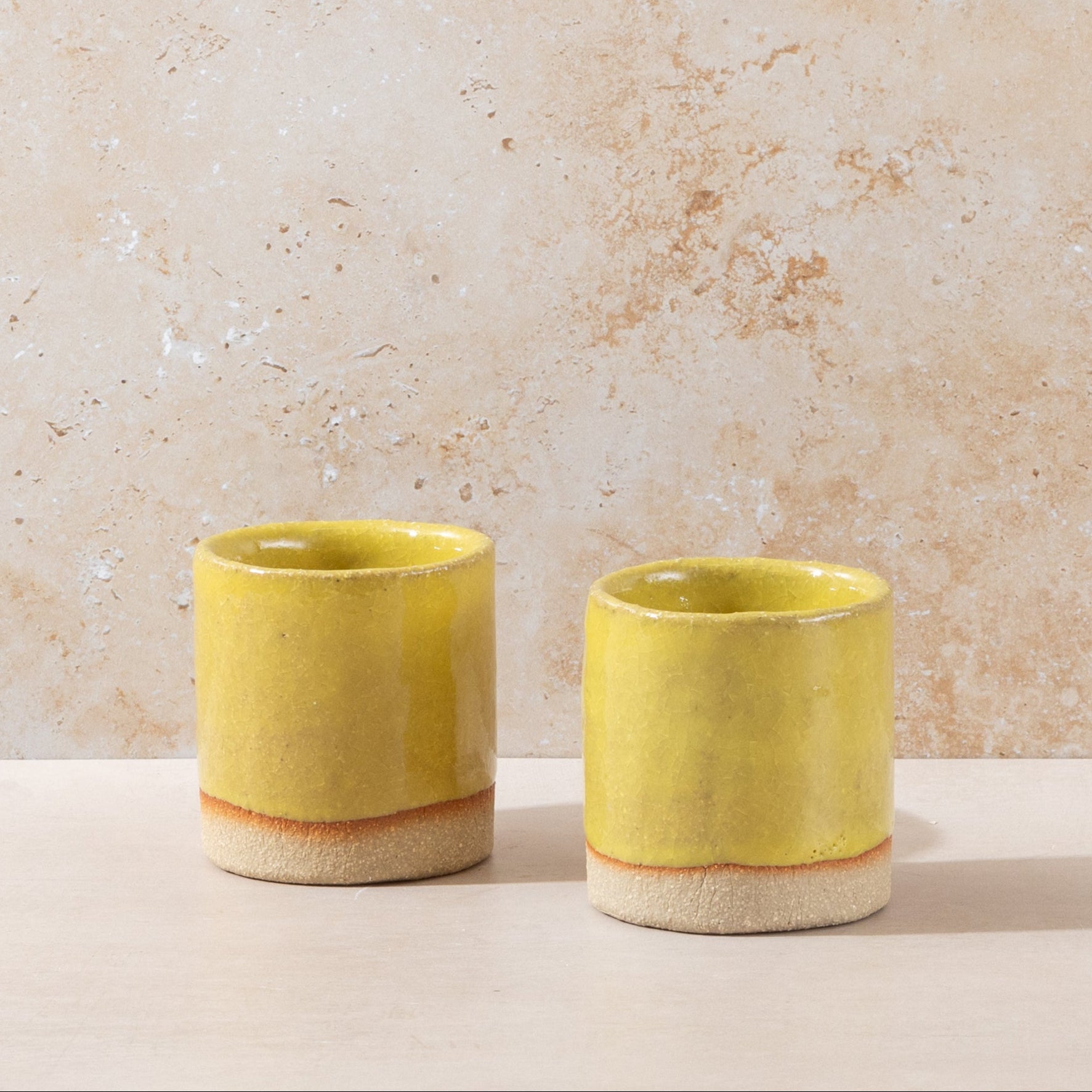 Warm Yellow Handleless Ceramic Drinking Mug