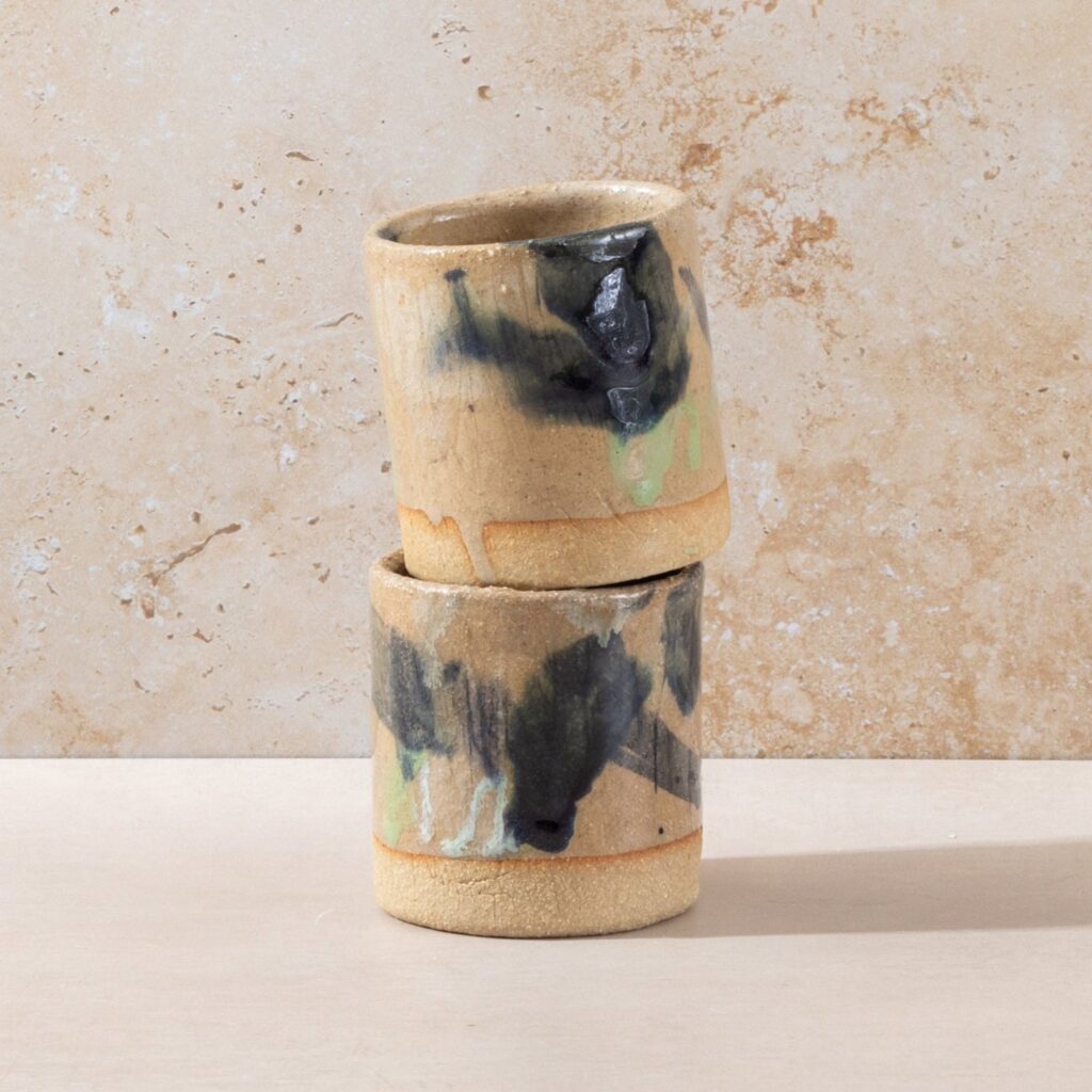 Gold Sand Abstract Painted Ceramic Mug