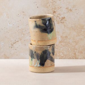 Gold Sand Abstract Painted Ceramic Mug