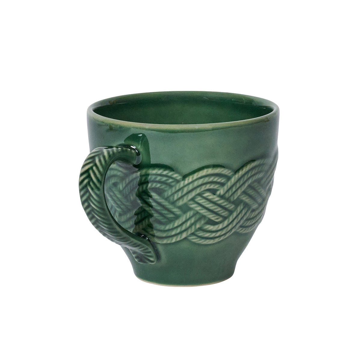 Refined Basil Green Knot Detail Ceramic Coffee Mug - Image 3