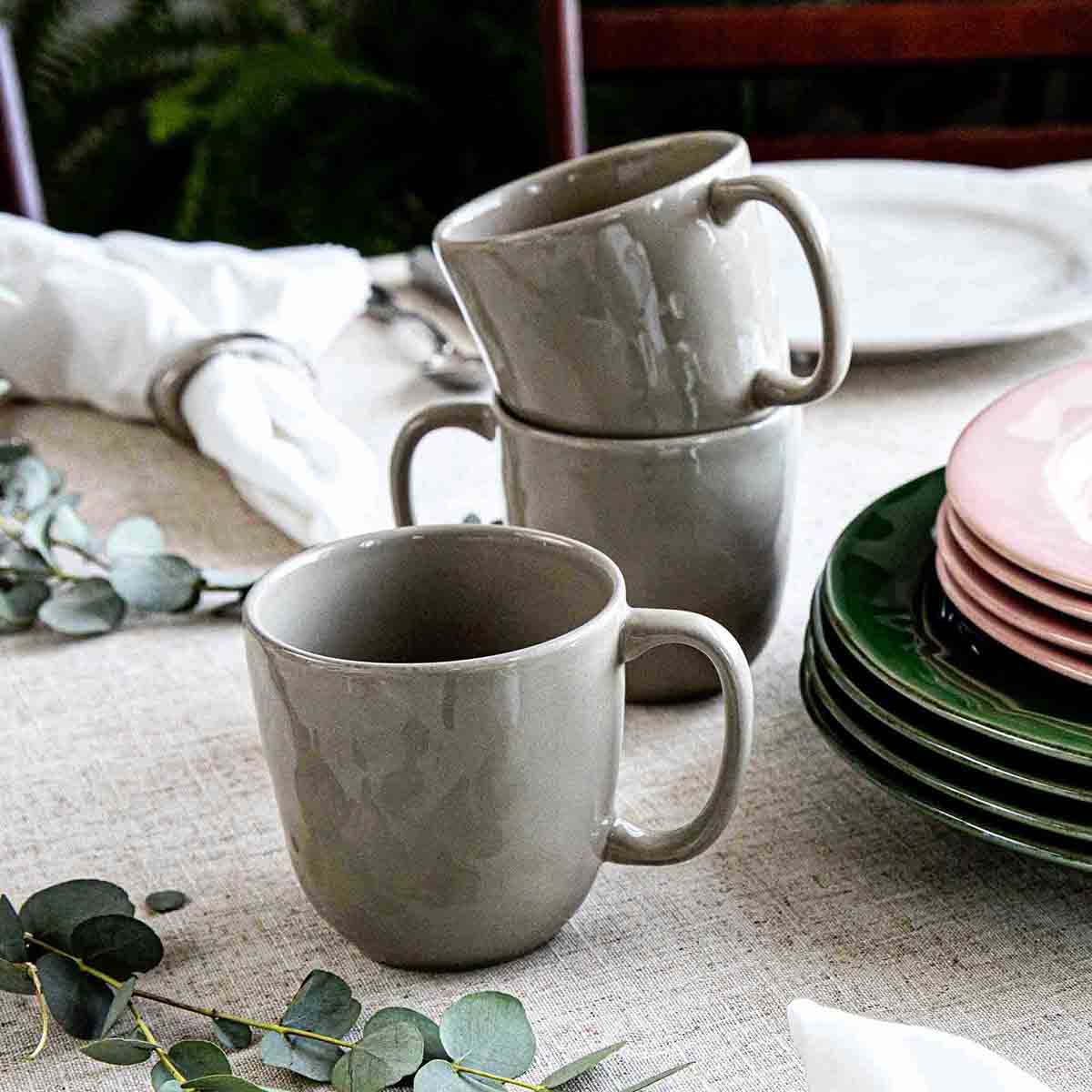 Elegant Taupe Ceramic Coffee Mug - Image 2