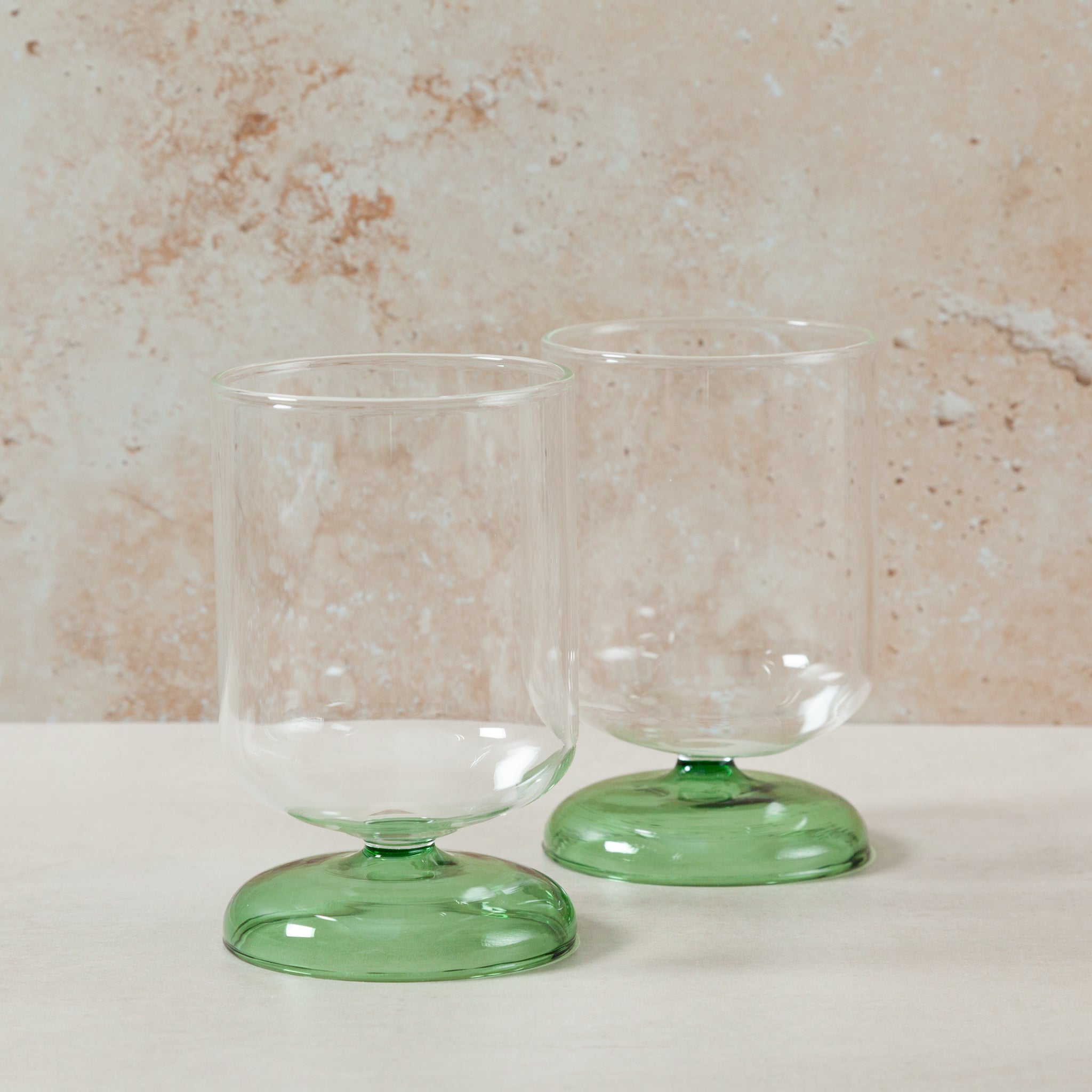 Clear Green Short Stem Wine Glass