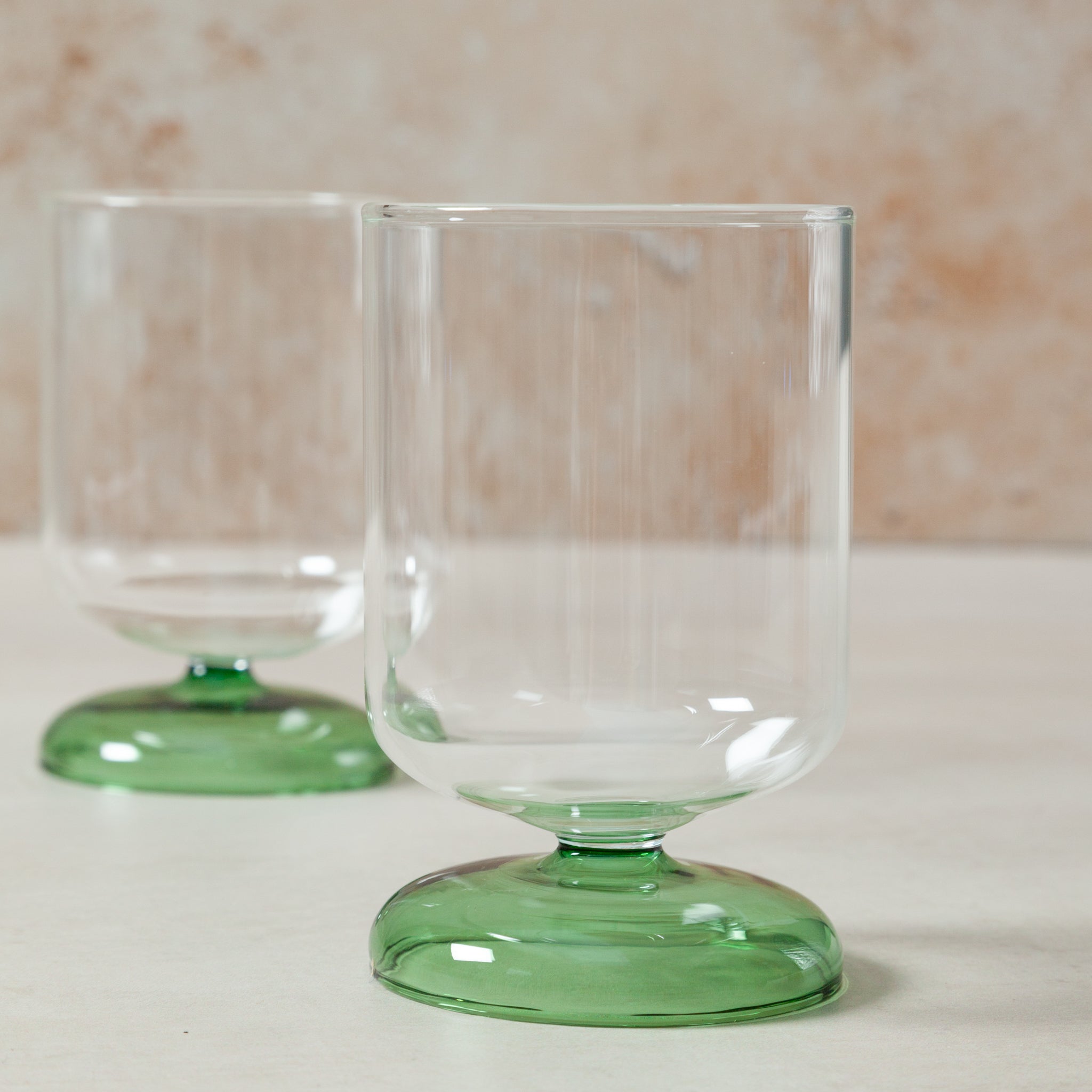Clear Green Short Stem Wine Glass