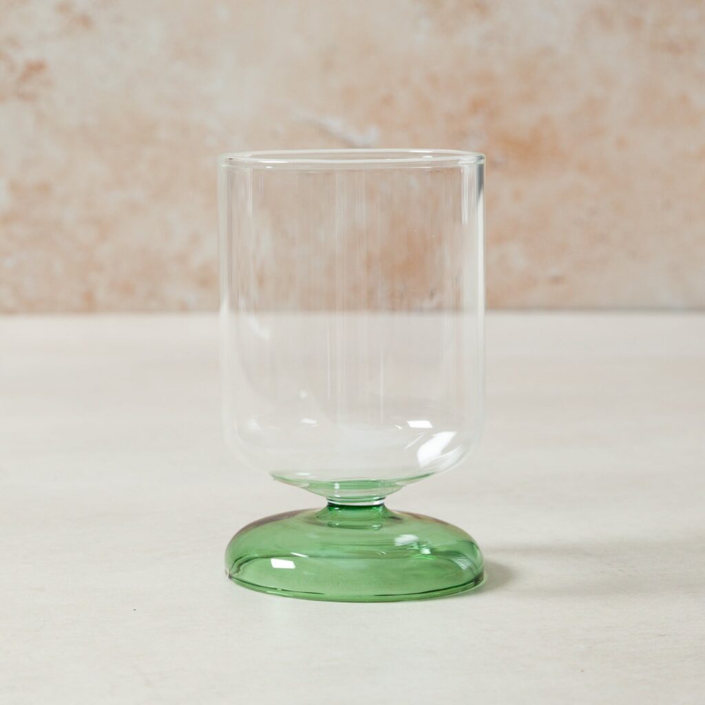 Clear Green Short Stem Wine Glass