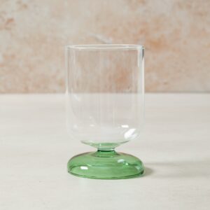 Clear Green Short Stem Wine Glass