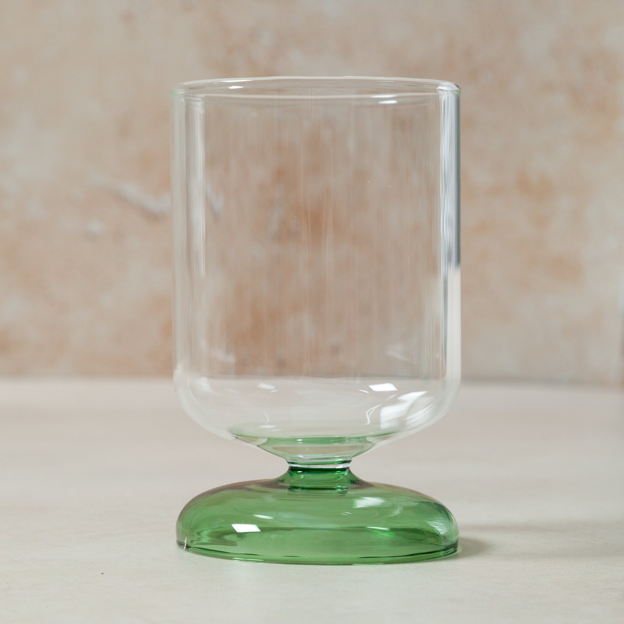 Clear Green Short Stem Wine Glass
