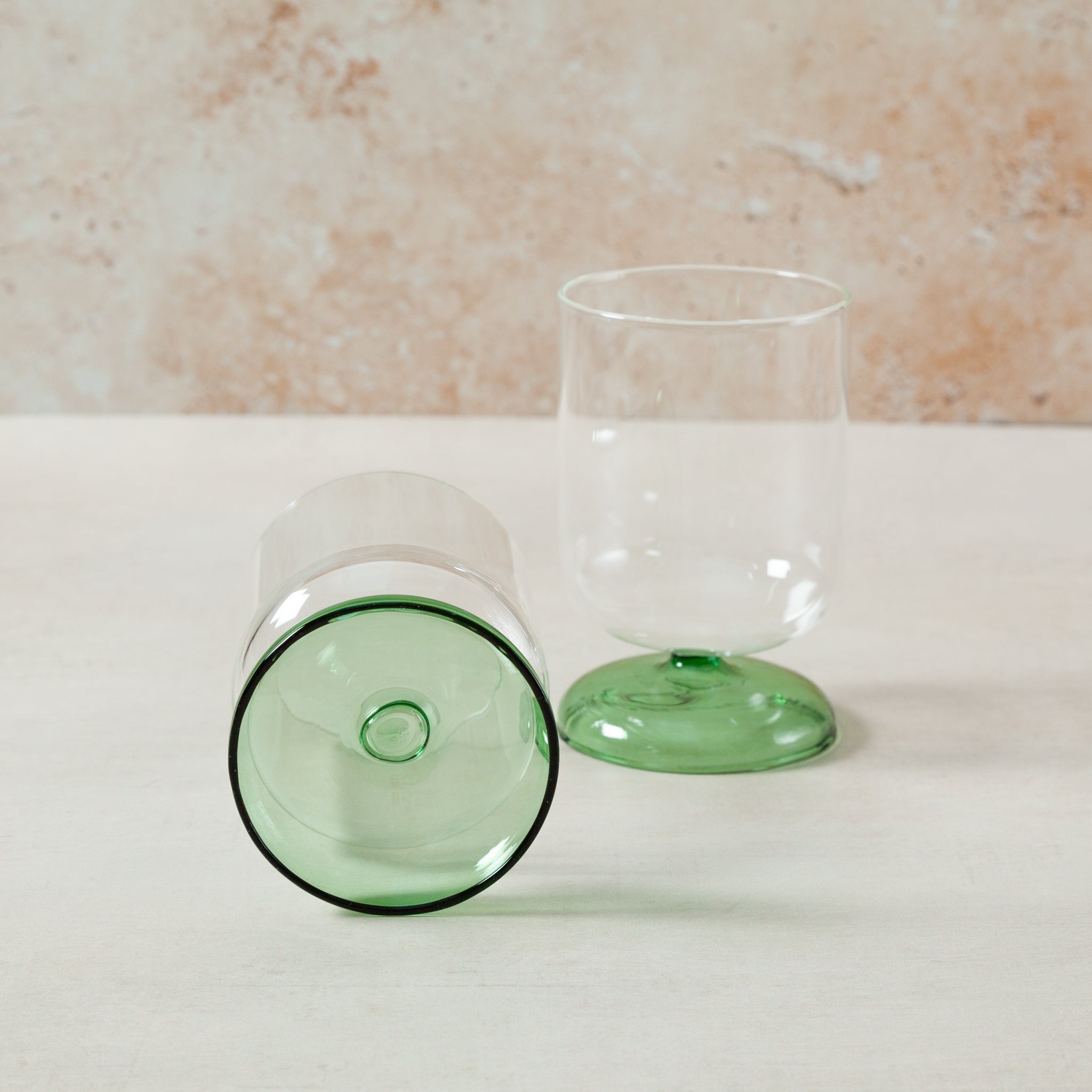 Clear Green Short Stem Wine Glass