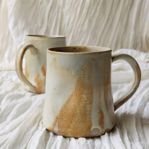Warm White Ceramic Coffee Mug with Organic Rim