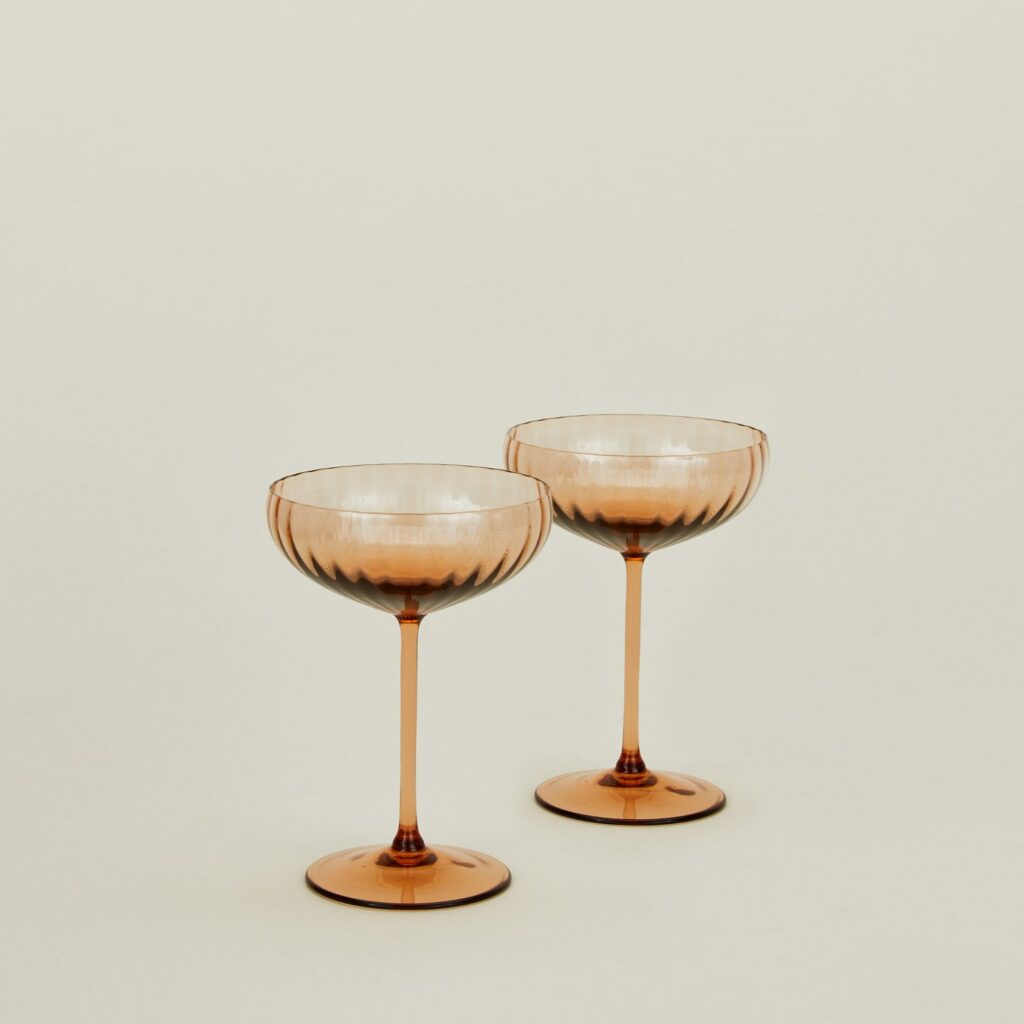 Smoky Brown Ribbed Coupe Pair