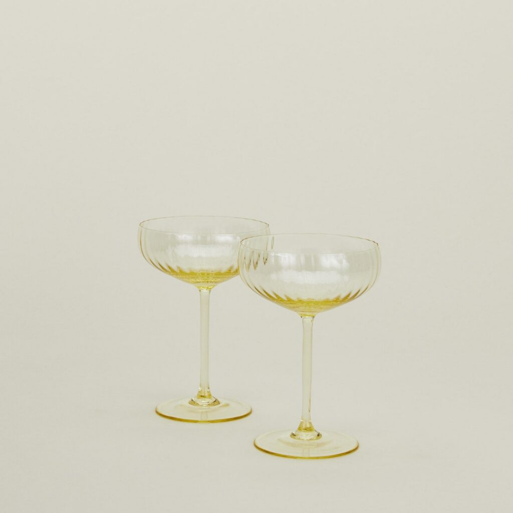 Amber Ribbed Cocktail Coupe Set