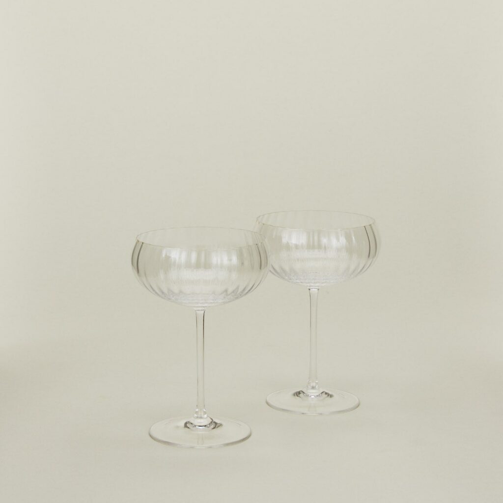 Clear Ribbed Cocktail Coupe Pair