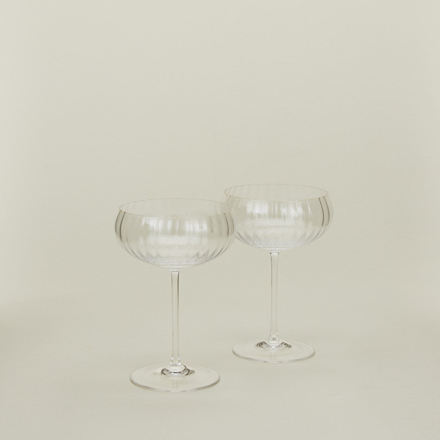Clear Ribbed Cocktail Coupe Pair