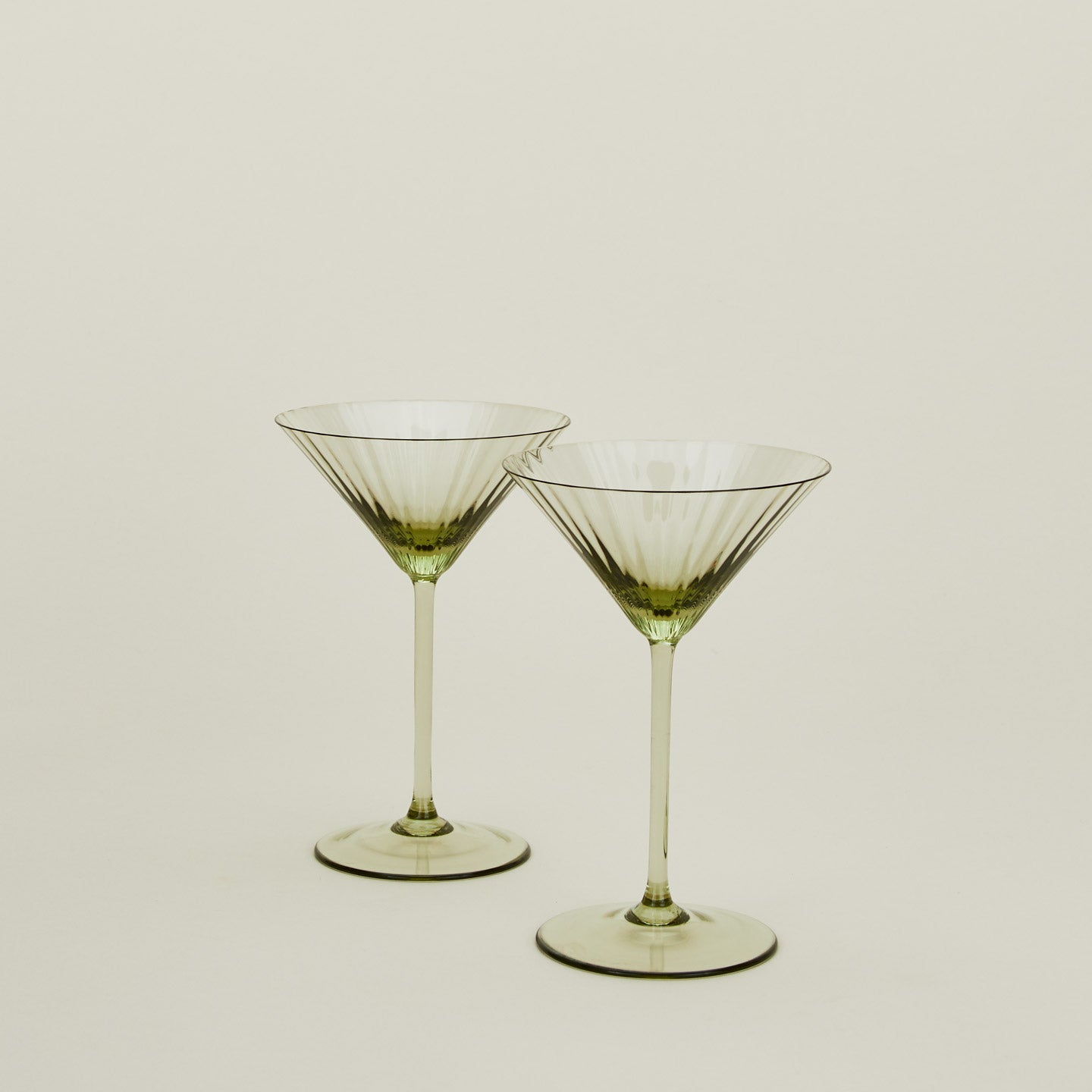 Olive Vintage Ribbed Martini Glasses