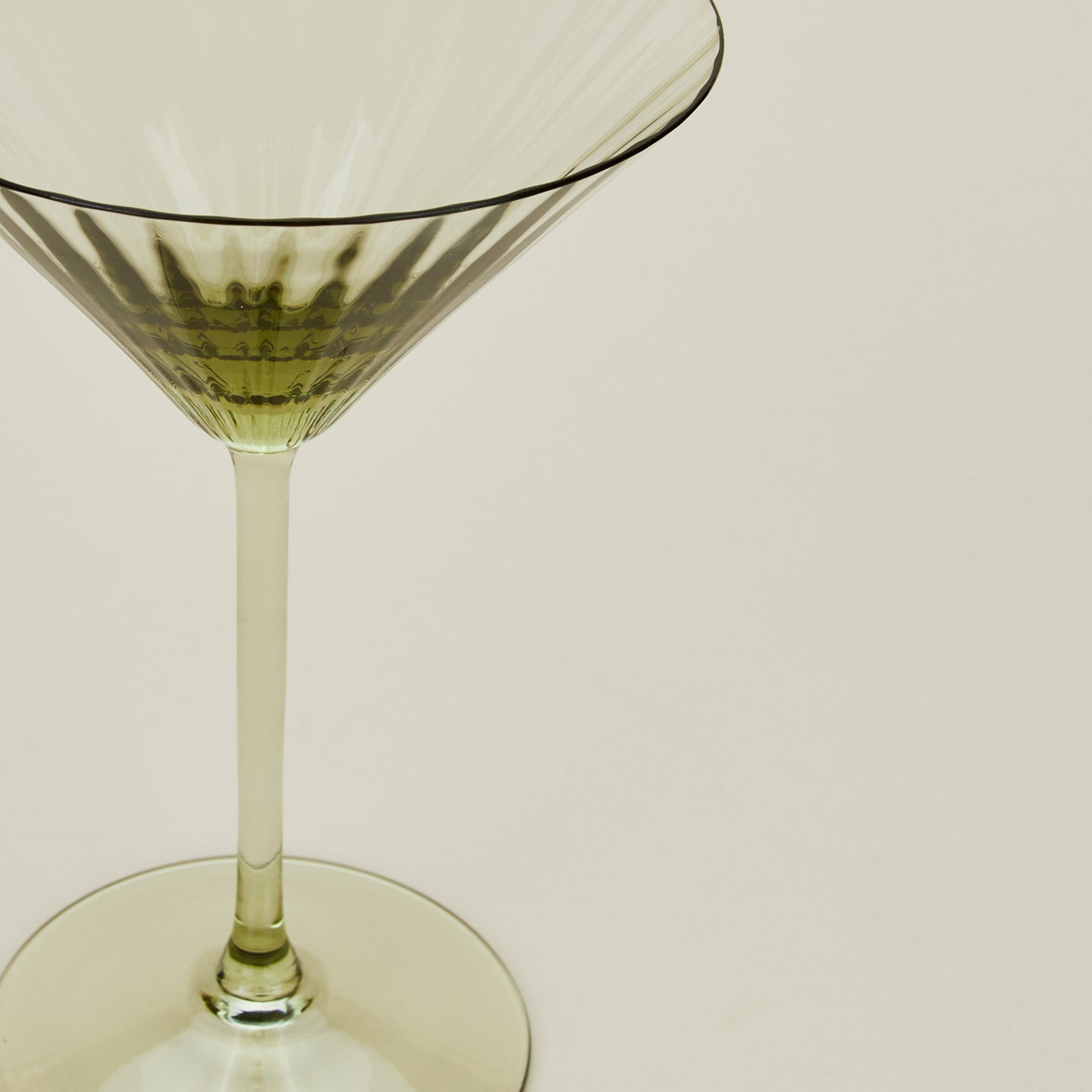 Olive Vintage Ribbed Martini Glasses - Image 3