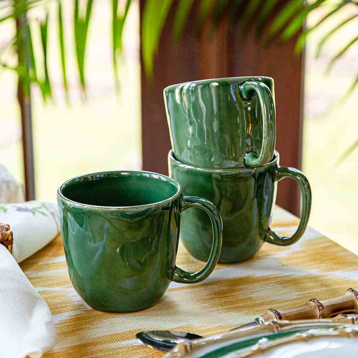 Versatile Basil Green Ceramic Coffee Mug - Image 2