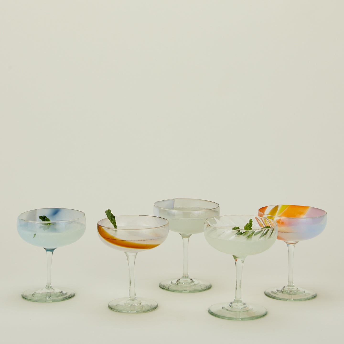 Optic Swirl Hand-Blown Coupe Pair - Image 4