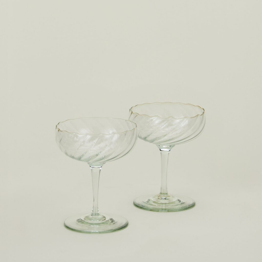 Optic Swirl Hand-Blown Coupe Pair