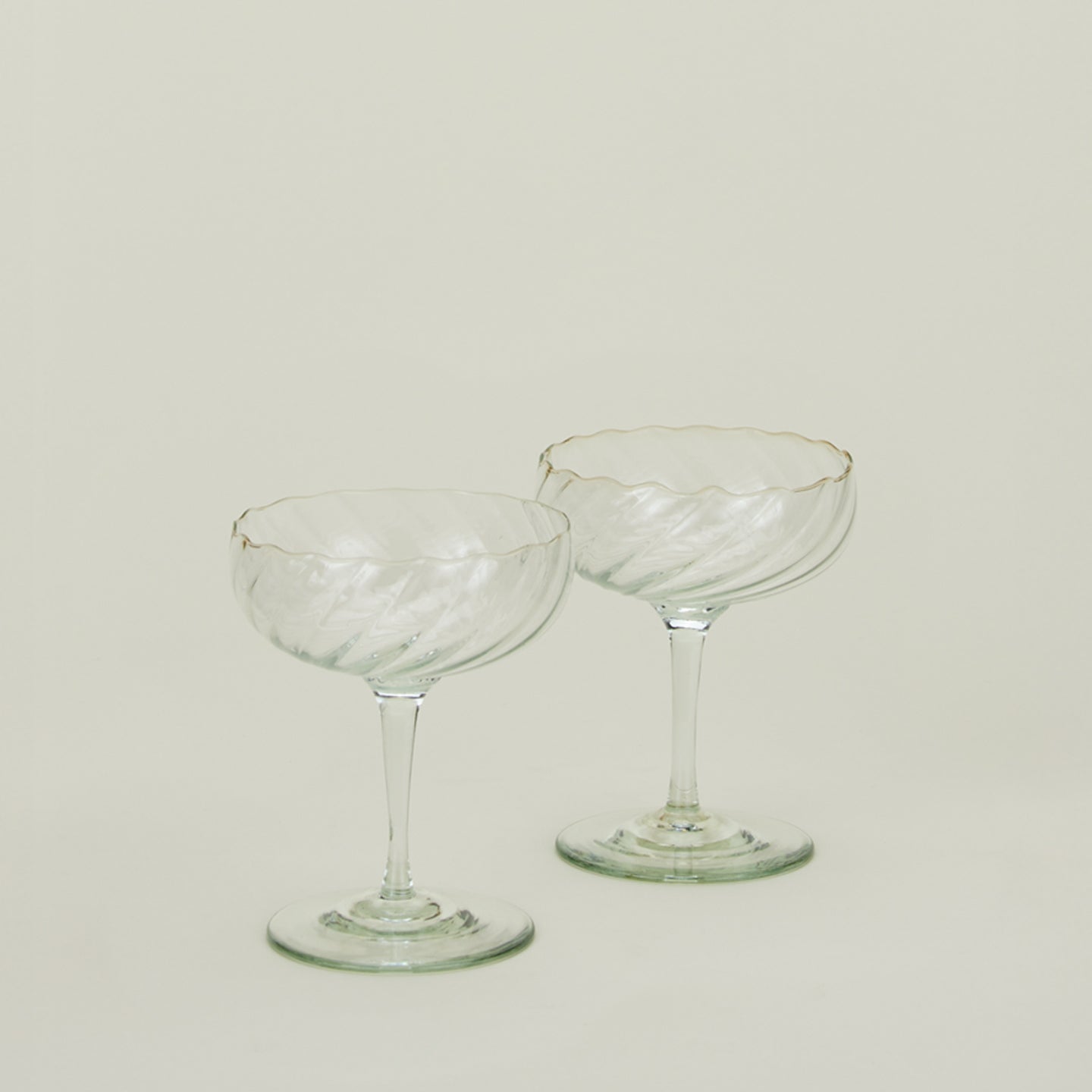 Optic Swirl Hand-Blown Coupe Pair
