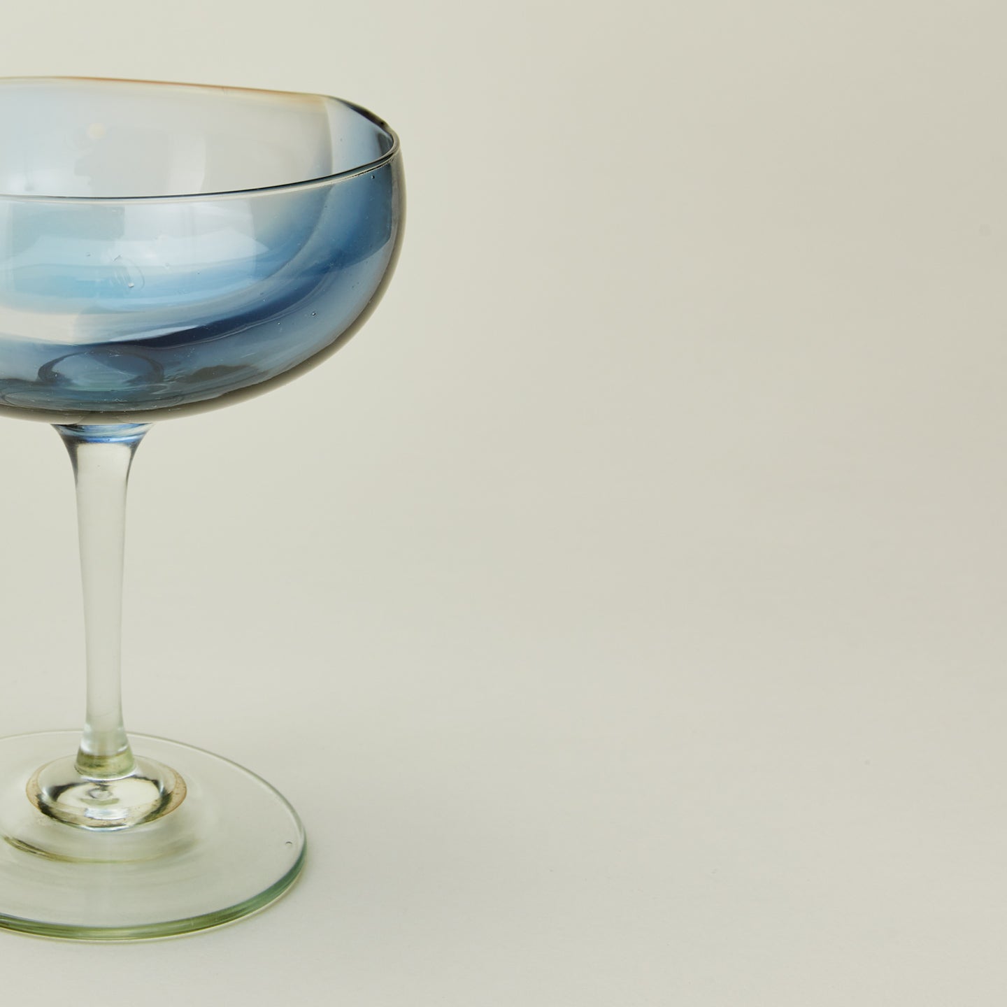 Peacock Sky Hand-Blown Coupe Pair - Image 3