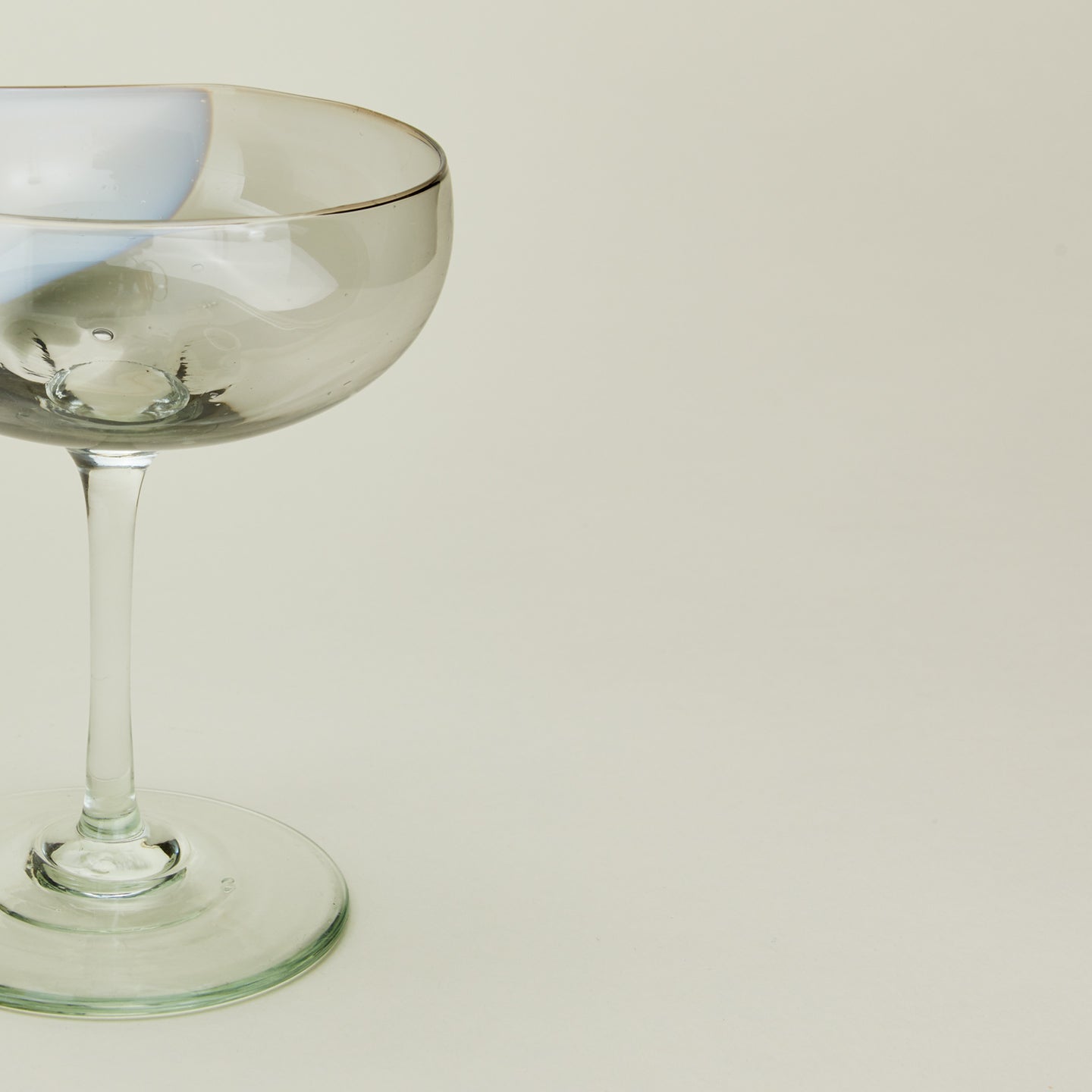 White Grey Hand-Blown Coupe Pair - Image 3