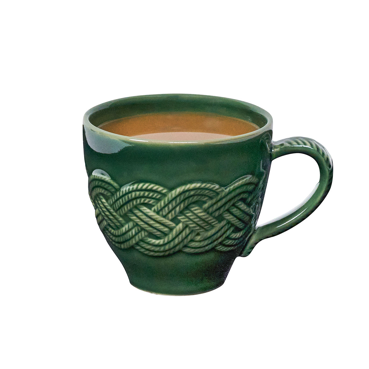 Refined Basil Green Knot Detail Ceramic Coffee Mug - Image 2