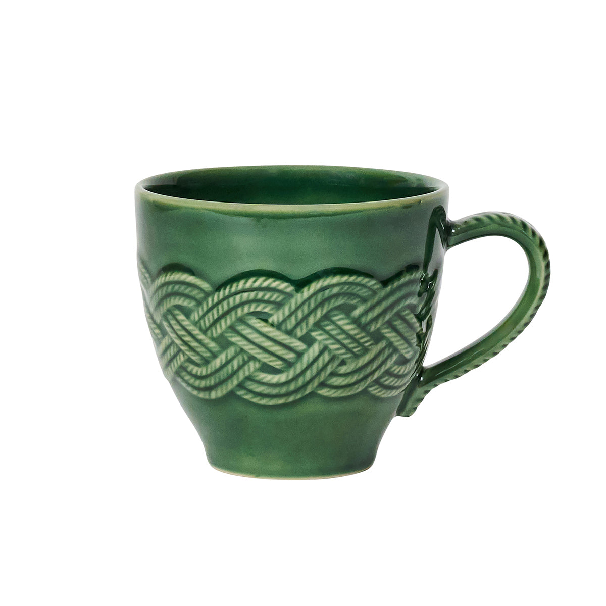 Refined Basil Green Knot Detail Ceramic Coffee Mug