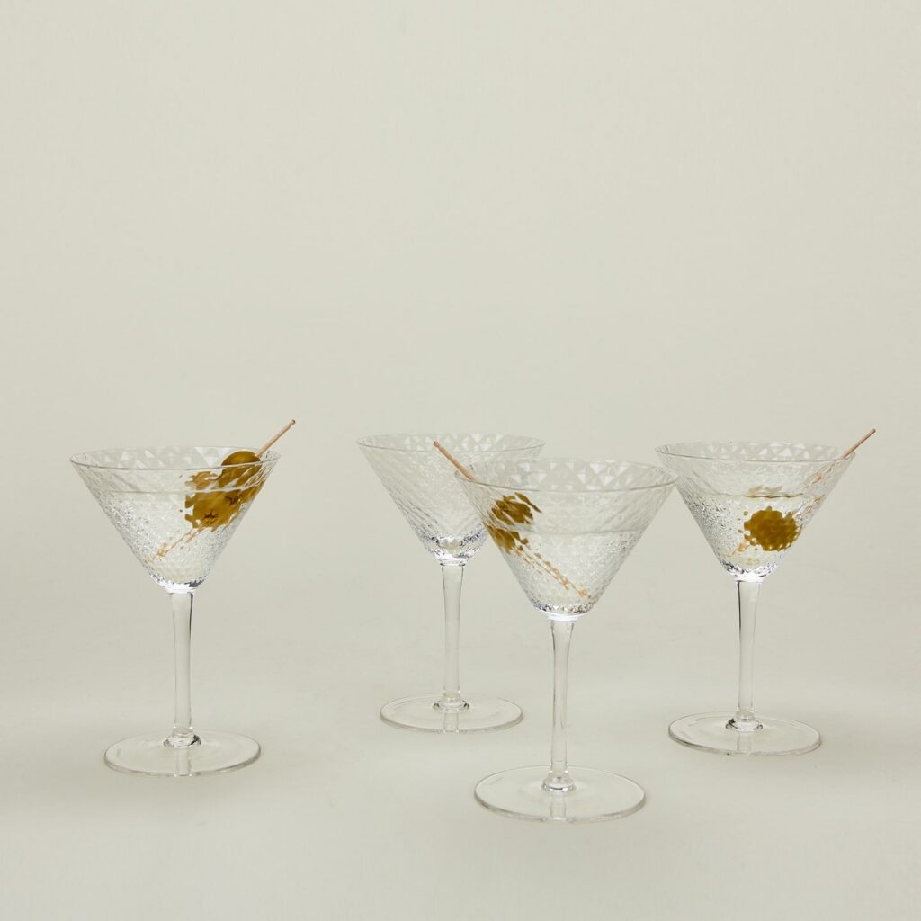 Faceted Venetian-Style Martini Glass Set